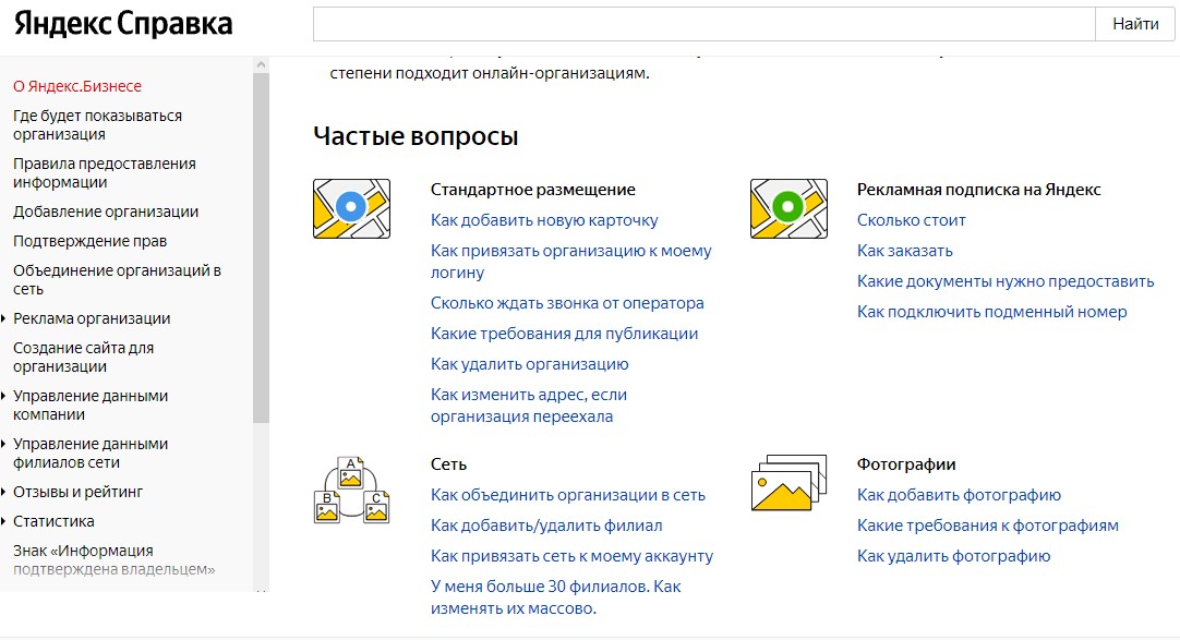 Яндекс справка для бизнеса